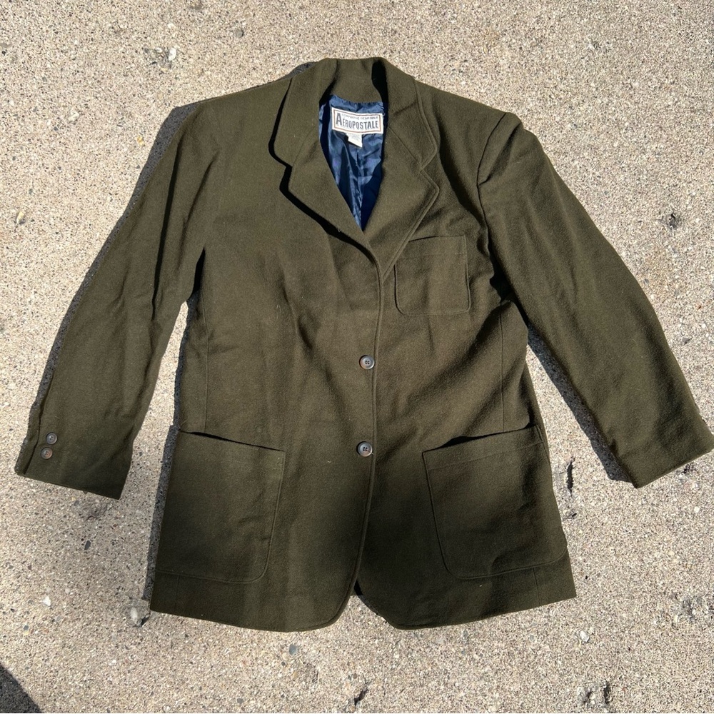 VINTAGE Aeropostale Olive Wool Blazer